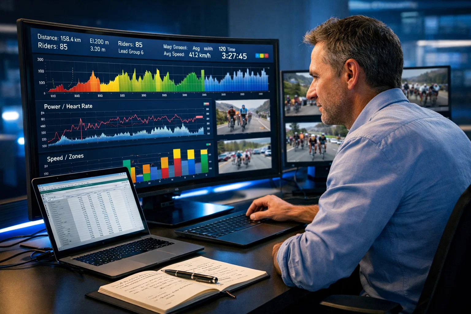 Analista sportivo che studia dati e statistiche del ciclismo per le scommesse sul Giro d'Italia